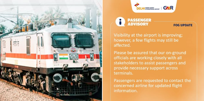 ঘন কুয়াশায় দৃশ্যমানতা কম থাকায় দেশের উত্তরের রাজ্যগুলিতে আজও ট্রেন ও বিমান চলাচল ব্যাহত হয়েছে।