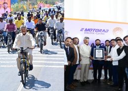 Andhra Pradesh CM Chandrababu Naidu distributes 5,555 e-Cycles to women, Sets Guinness World Record