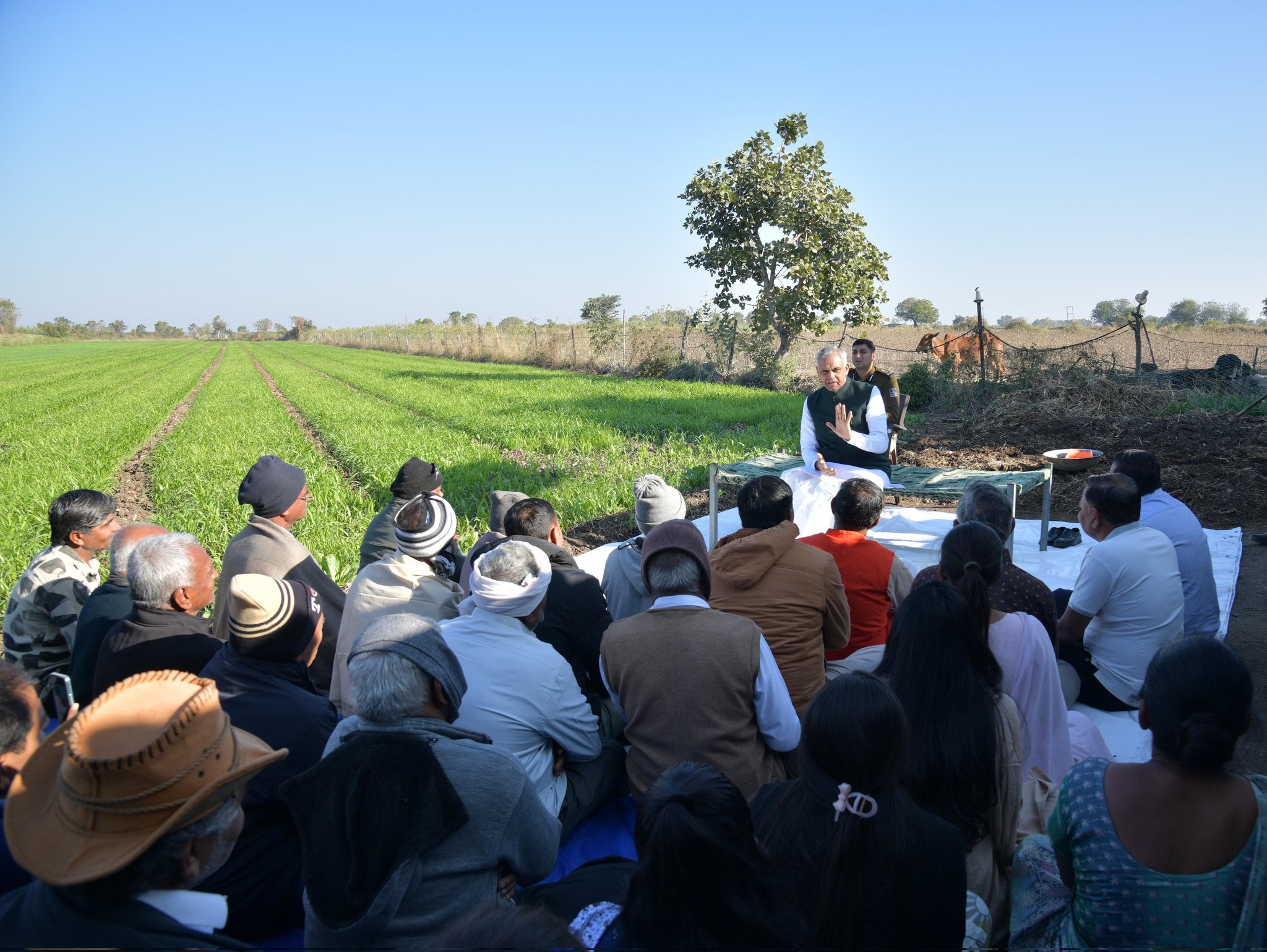 રાજ્યપાલ આચાર્ય દેવવ્રતે ભાવનગરમાં કૃષિ સખી અને પ્રાકૃતિક ખેતી કરતા ખેડૂતોના ખેતરની મુલાકાત લીધી.