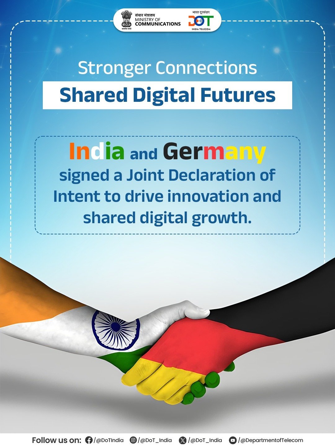 भारत और जर्मनी ने दूरसंचार सहयोग पर एक संयुक्त आशय घोषणा पत्र पर हस्ताक्षर किए