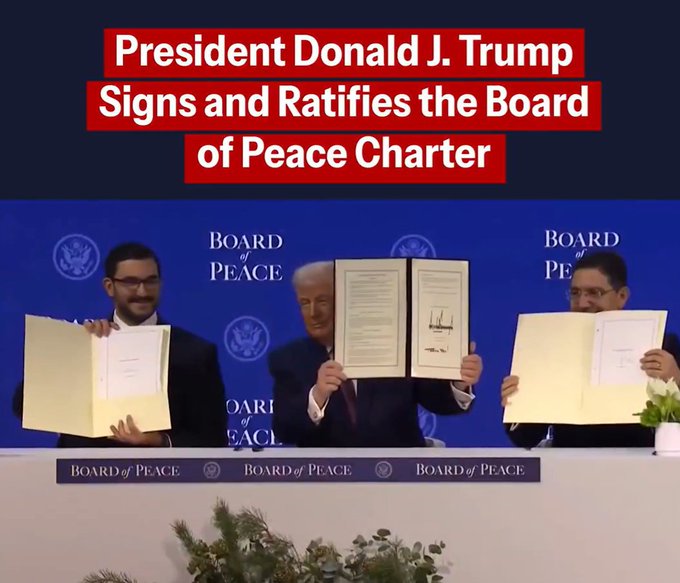 दावोसमधे गाझा पट्टीत शांतता प्रस्थापित करण्यासाठी शांतता मंडळाची डोनाल्ड ट्रम्प यांची घोषणा