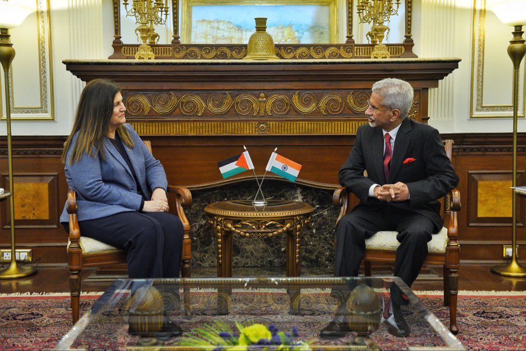 EAM Dr S. Jaishankar meets with Foreign Affairs Minister of Palestine, Varsen Aghabekian Shahin, in New Delhi