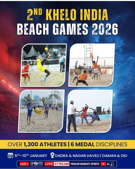 2nd Khelo India Beach Games set to begin at Ghoghla Beach in Diu