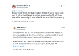 President Murmu, PM Modi express grief over Himachal Pradesh bus accident