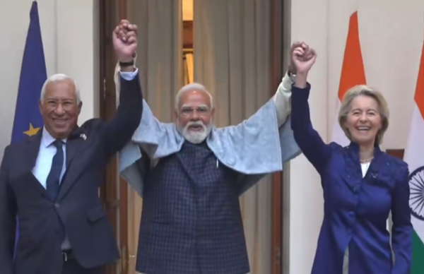 PM Modi holds talks with President of European Council & President of European Commission