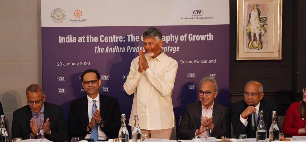 CM N. Chandrababu Naidu says Andhra Pradesh is one of best destinations for investment at World Economic Forum in Davos 