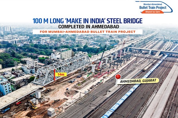Indian Railways Completes 100-m ‘Make in India’ Steel Bridge for Bullet Train Project