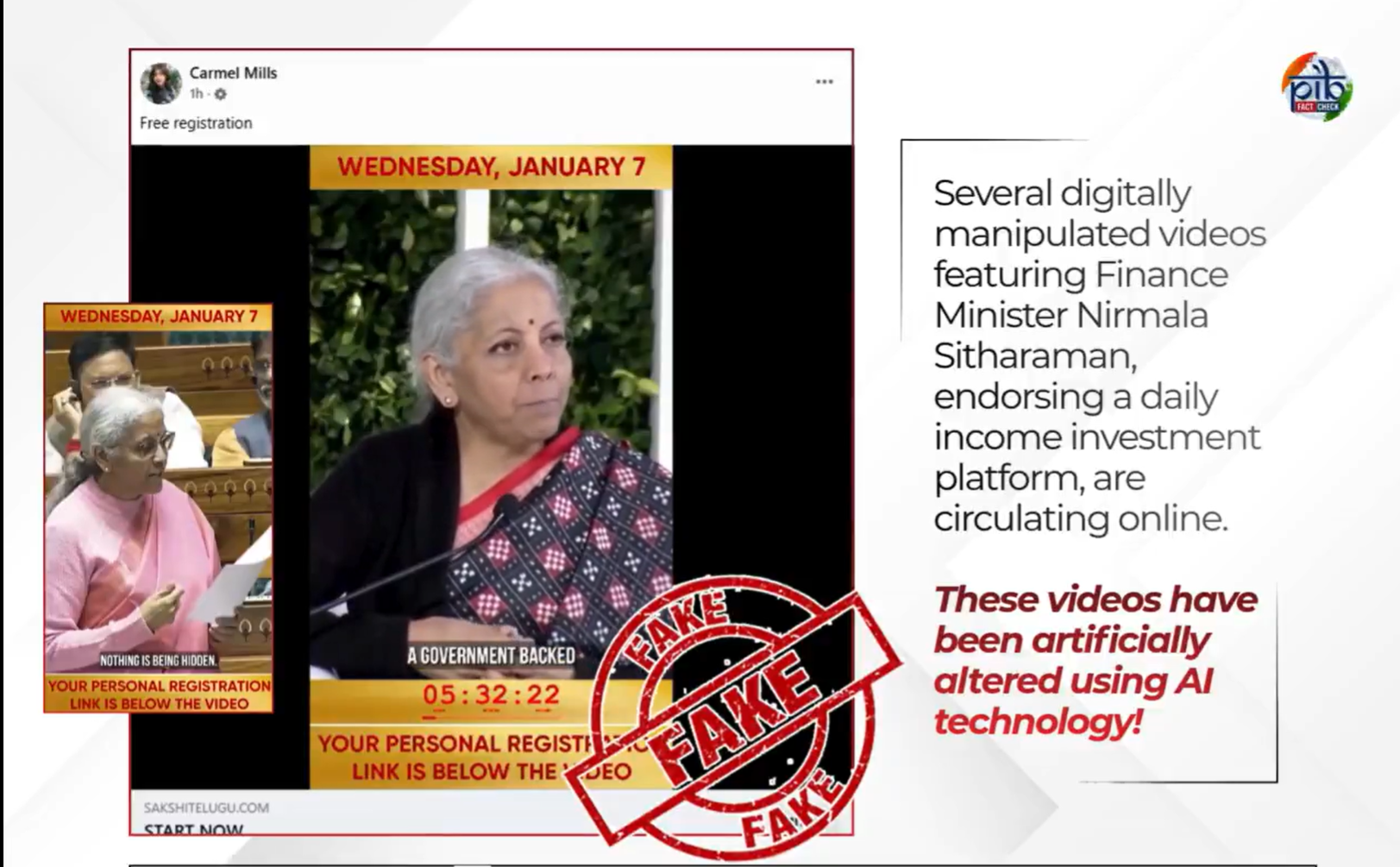 सरकार ने वित्त मंत्री निर्मला सीतारमण के निवेश योजना को बढावा दे रही वायरल वीडियो का खंडन किया