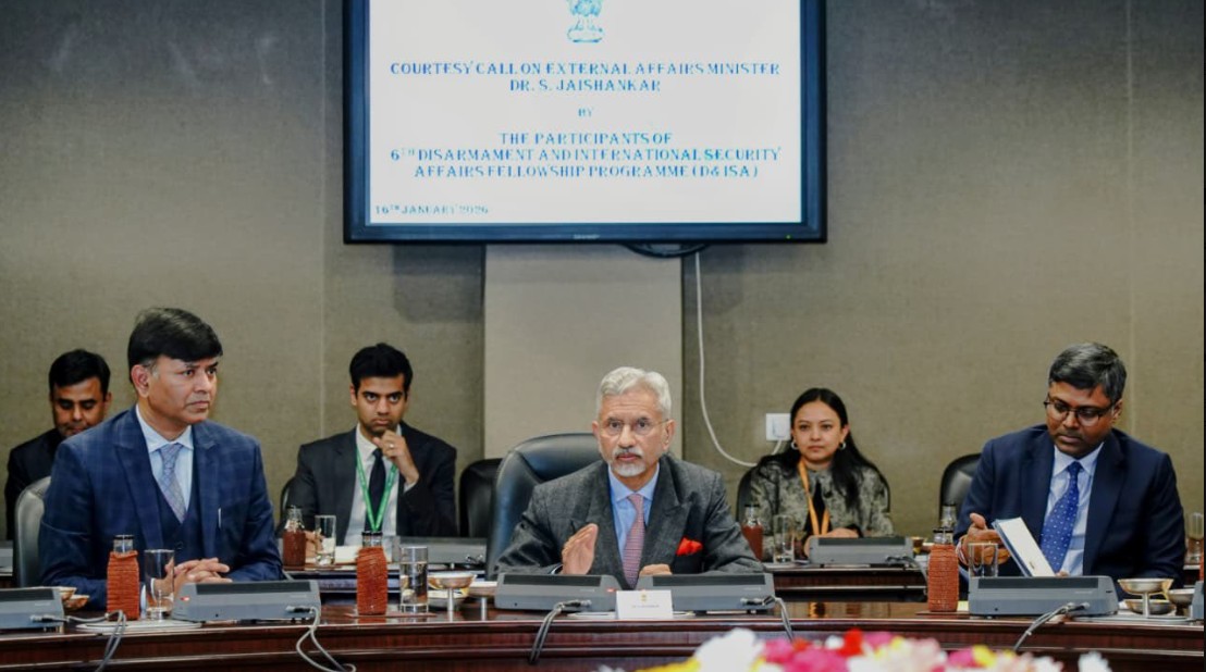 विदेश मंत्री जयशंकर ने निरस्त्रीकरण व अंतरराष्ट्रीय सुरक्षा फेलोशिप के प्रतिनिधियों से बातचीत की