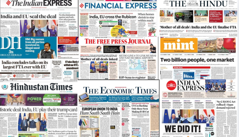 Major publications call India-EU FTA a defining moment in global economic diplomacy