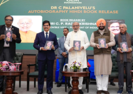 VP Radhakrishnan releases Hindi edition of Dr C Palanivelu’s autobiography in New Delhi