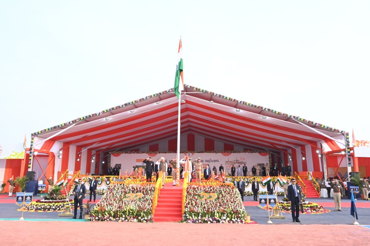 State-level 77th Republic Day celebrated in newly formed Vav-Tharad at Malupur, Gujarat
