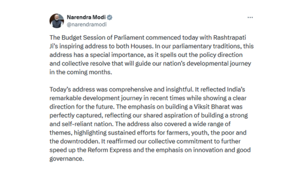 PM Modi says President Murmu’s address reflected India’s remarkable development journey