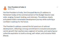 VP Radhakrishnan says President Murmu’s address was wide-ranging, forward-looking & visionary
