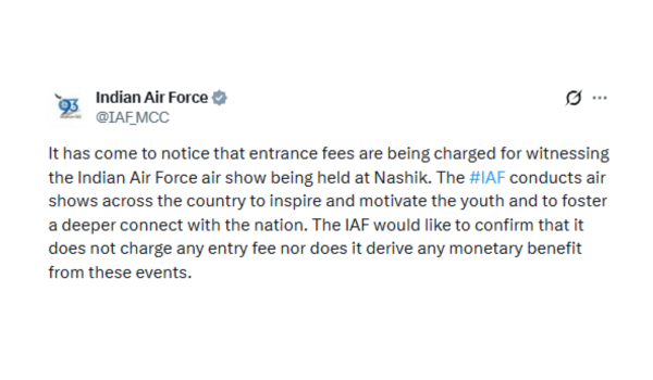 IAF says it does not charge any entrance fee for witnessing its air shows