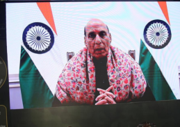 Defence Minister Rajnath Singh pays tribute to Lt General SK Sinha at his birth centenary memorial lecture