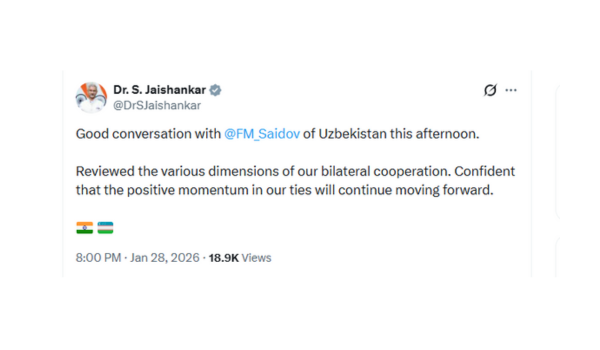 EAM Jaishankar and Uzbekistan Foreign Minister Bakhtiyor Saidov review dimensions of bilateral cooperation