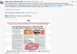 Claims of FSSAI Stalling Misleading: Govt