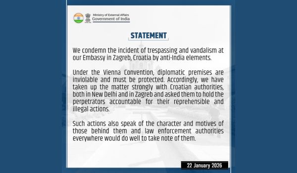 India condemns incident of trespassing & vandalism at embassy in Croatia’s Zagreb