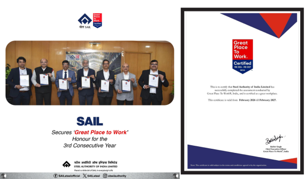 SAIL earns great place to work certification for third consecutive time