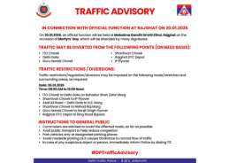 Central Delhi to see traffic diversions due to Martyrs’ Day function