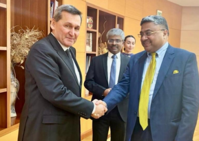 MEA Secretary Sibi George meets Turkmenistan’s Foreign Minister Rashid Meredov in Ashgabat