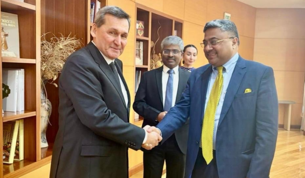 MEA Secretary Sibi George meets Turkmenistan’s Foreign Minister Rashid Meredov in Ashgabat