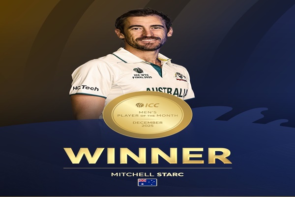 Mitchell Starc Named ICC Men’s Player of the Month for December 2025