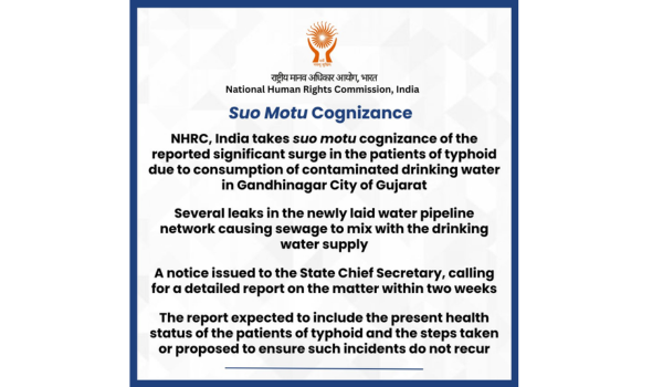 NHRC takes suo motu cognisance of reported surge in typhoid cases in Gandhinagar, Gujarat