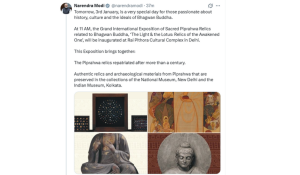 PM Modi to inaugurate Grand International Exposition of Sacred Piprahwa Relics in New Delhi tomorrow