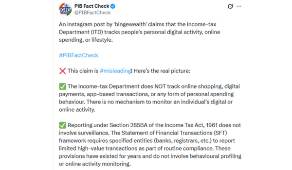 Government refutes claims of Income Tax Department tracking Personal Digital Activity