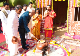 Vice-President C P Radhakrishnan and Union Ministers celebrate Pongal at residence of Minister of Parliamentary Affairs Dr L Murugan