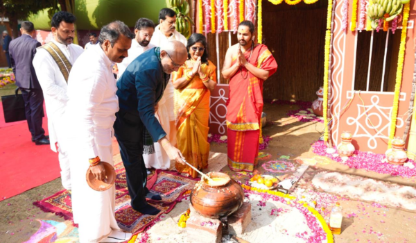 Vice-President C P Radhakrishnan and Union Ministers celebrate Pongal at residence of Minister of Parliamentary Affairs Dr L Murugan