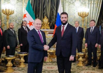 Syria’s interim President holds talks with Russian President in Moscow