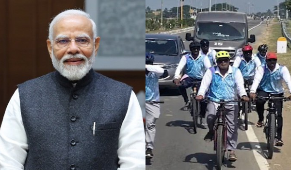 बेंगलुरु से कन्याकुमारी तक साइकिल यात्रा करने के वाले एस. सुरेश कुमार को प्रधानमंत्री नरेंद्र मोदी ने दी बधाई