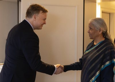 FM Nirmala Sitharaman meets CEO of APM Terminals, Keith Svendsen, in Munich, Germany