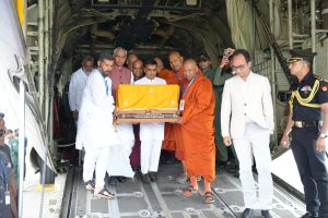 Sacred Devnimori Relics of Lord Buddha arrive in Sri Lanka for week-long exposition