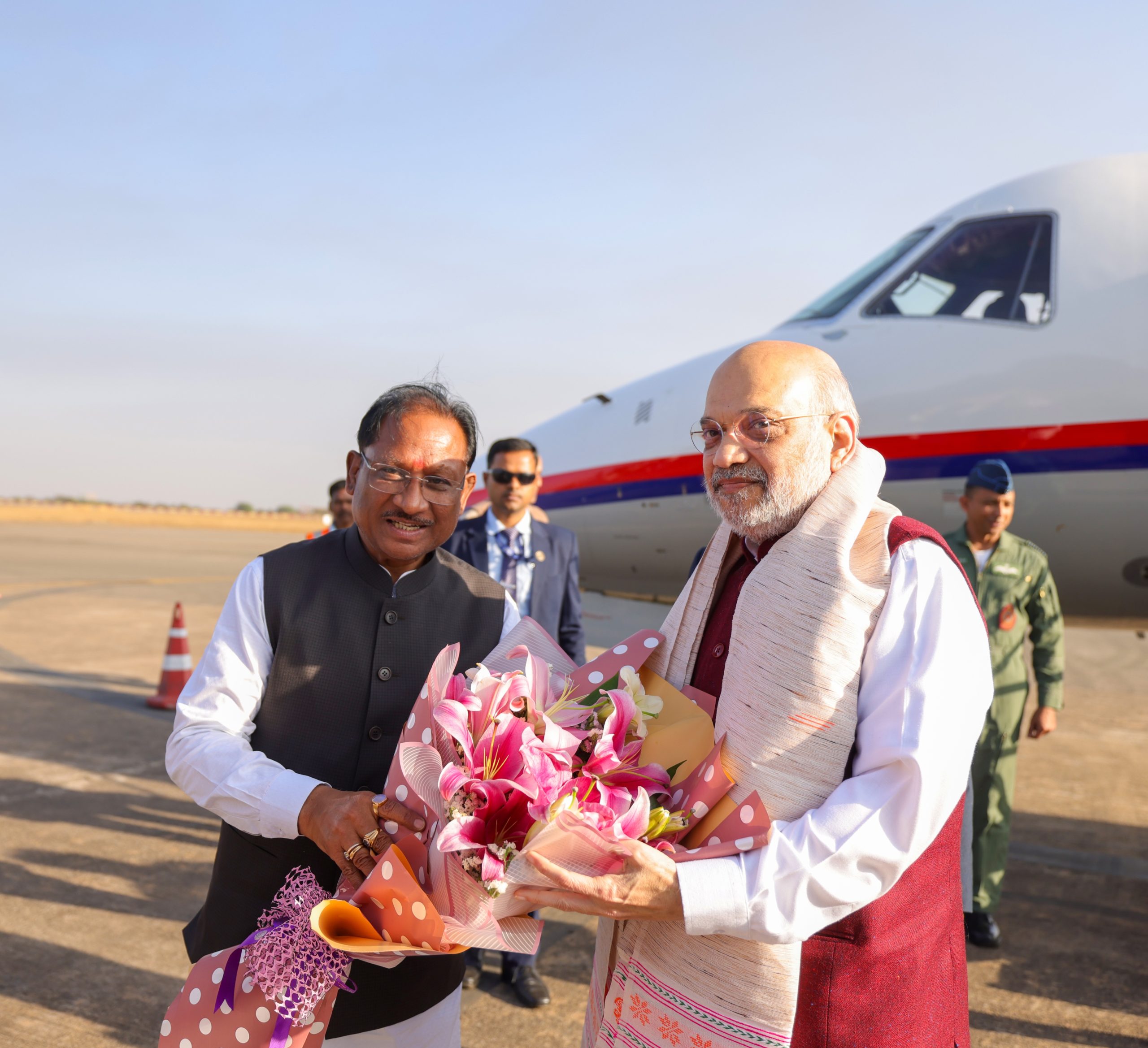 गृह मंत्री अमित शाह तीन दिवसीय दौरे पर रायपुर पहुंचे