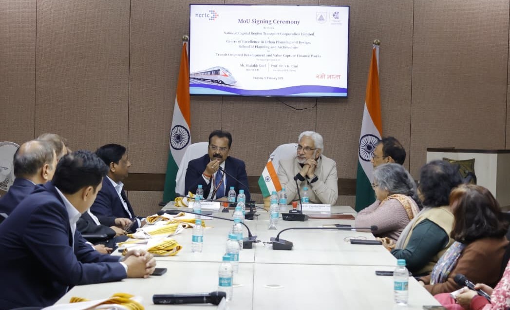नमो भारत कॉरिडोर के को बढ़ावा देने के लिए एनसीआरटीसी और स्कूल ऑफ प्लानिंग के बीच समझौता ज्ञापन पर हस्ताक्षर