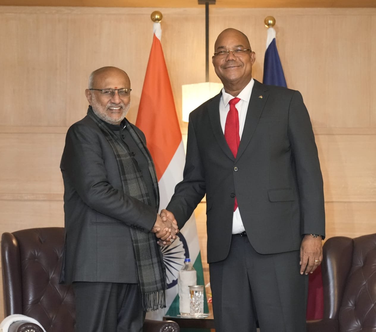 उपराष्ट्रपति सी पी राधाकृष्णन ने  सेशेल्स के राष्ट्रपति डॉ पैट्रिक हर्मिनी से मुलाकात की