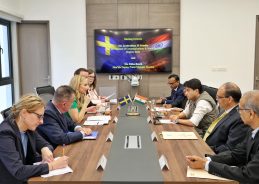 Union Minister Jyotiraditya Scindia meets Swedish Deputy PM Ebba Busch in New Delhi