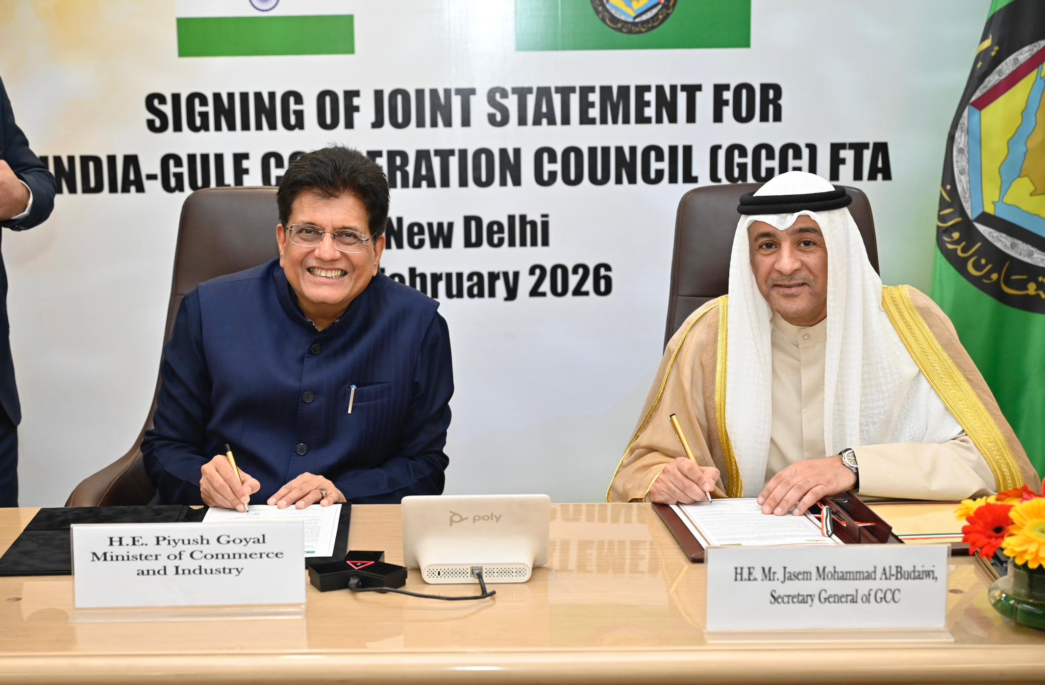 India & Gulf Cooperation Council sign Joint Statement on India-GCC Free Trade Agreement