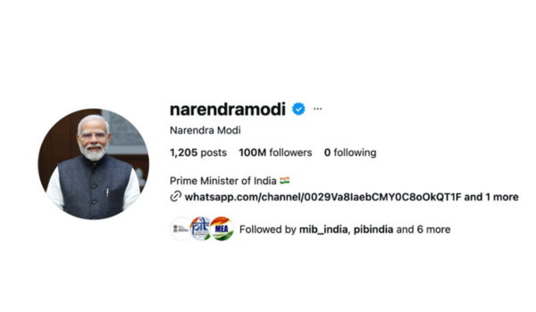 Prime Minister Narendra Modi crosses historic milestone of 100 M followers on Instagram
