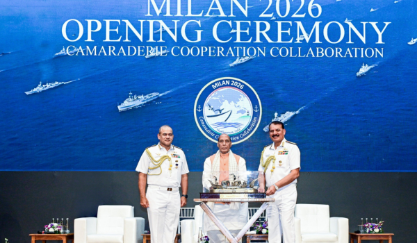 रक्षा मंत्री राजनाथ सिंह ने विशाखापत्तनम में मिलान-2026 अभ्यास का उद्घाटन किया