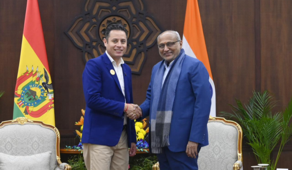 Bolivian VP Edmand Lara Montaño calls on VP Radhakrishnan in New Delhi 