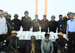 ICG and Gujarat ATS intercept foreign fishing boat with 203 kg of Suspected Drugs