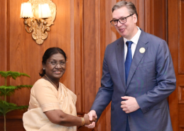 Serbia President Aleksandar Vučić meets President Droupadi Murmu at Rashtrapati Bhavan 