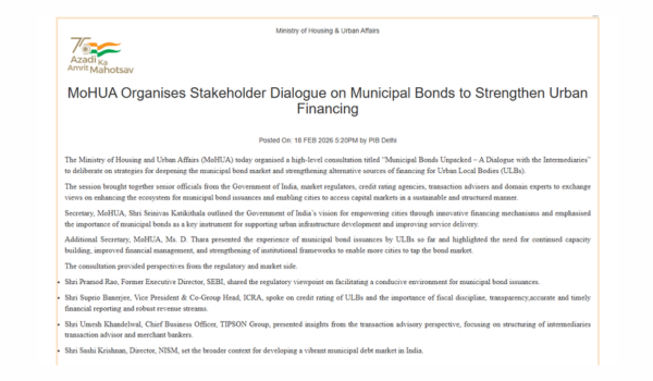 Ministry of Housing and Urban Affairs organises Dialogue on Municipal Bonds 
