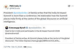 PM Modi shares article by President of Serbia on India AI Impact Summit