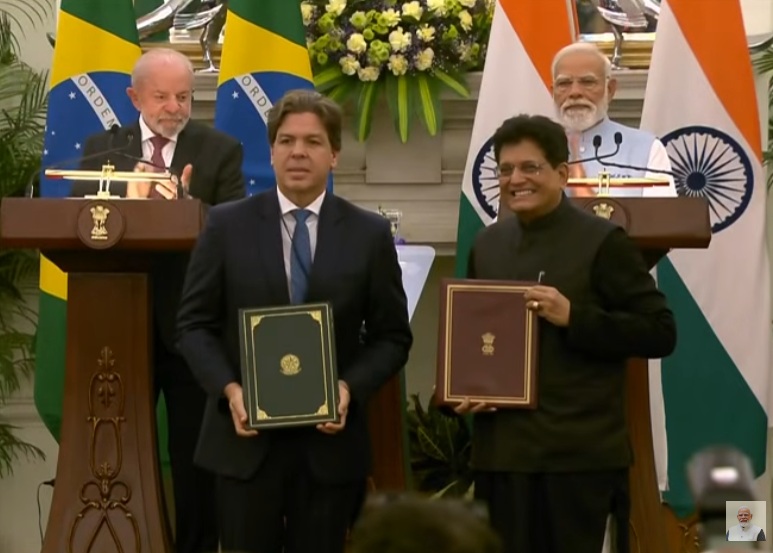 भारत और ब्राजील अगले पांच वर्षों में द्विपक्षीय व्यापार को 20 अरब डॉलर से अधिक बढ़ाने पर सहमत